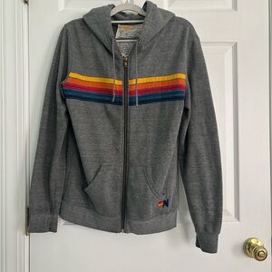 Aviator Nation 5-Stripe Heather Grey Hoodie